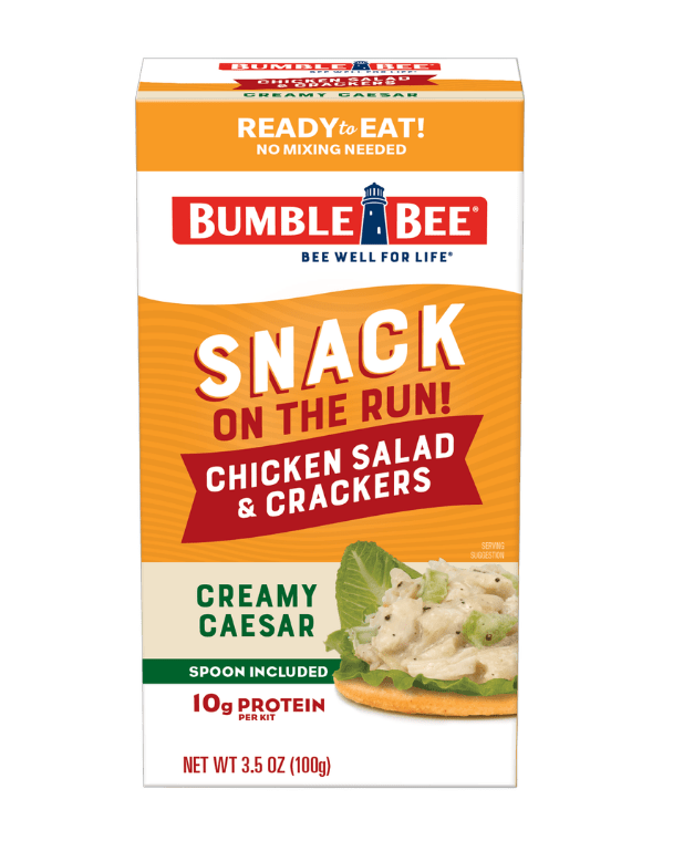 A kit of BUMBLE BEE® Snack on the Run! Chicken Caesar Salad Kit with Crackers
