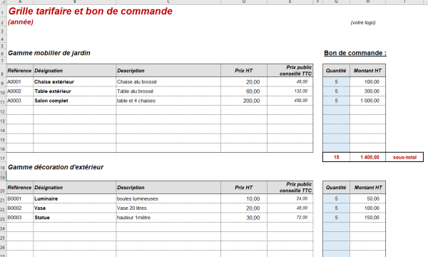 Exemple Grille Tarifaire Prestation De Service www.business-plan-excel.fr