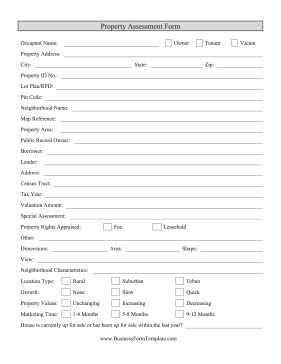 Property appraisal form template