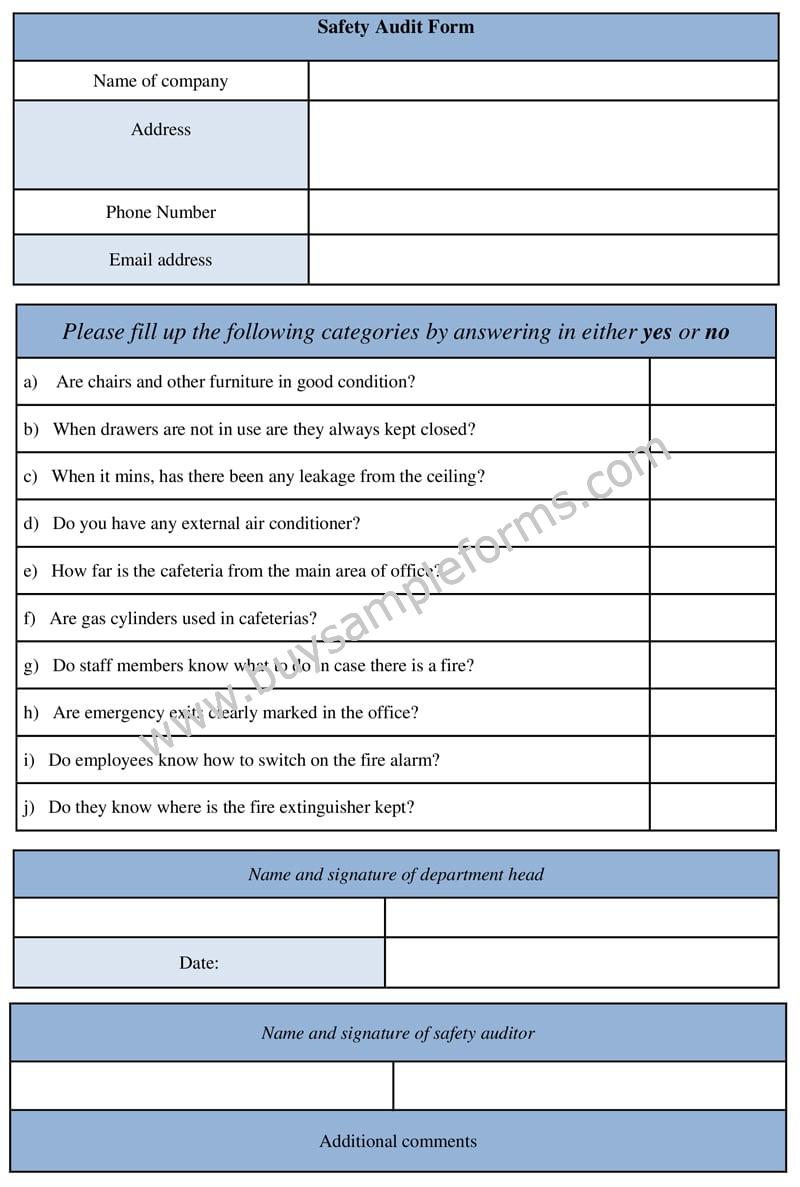Safety Audit Form Safety Audit Template Word