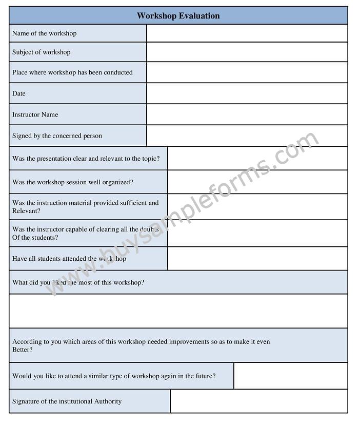 Workshop Evaluation Form Template Word Sample Example