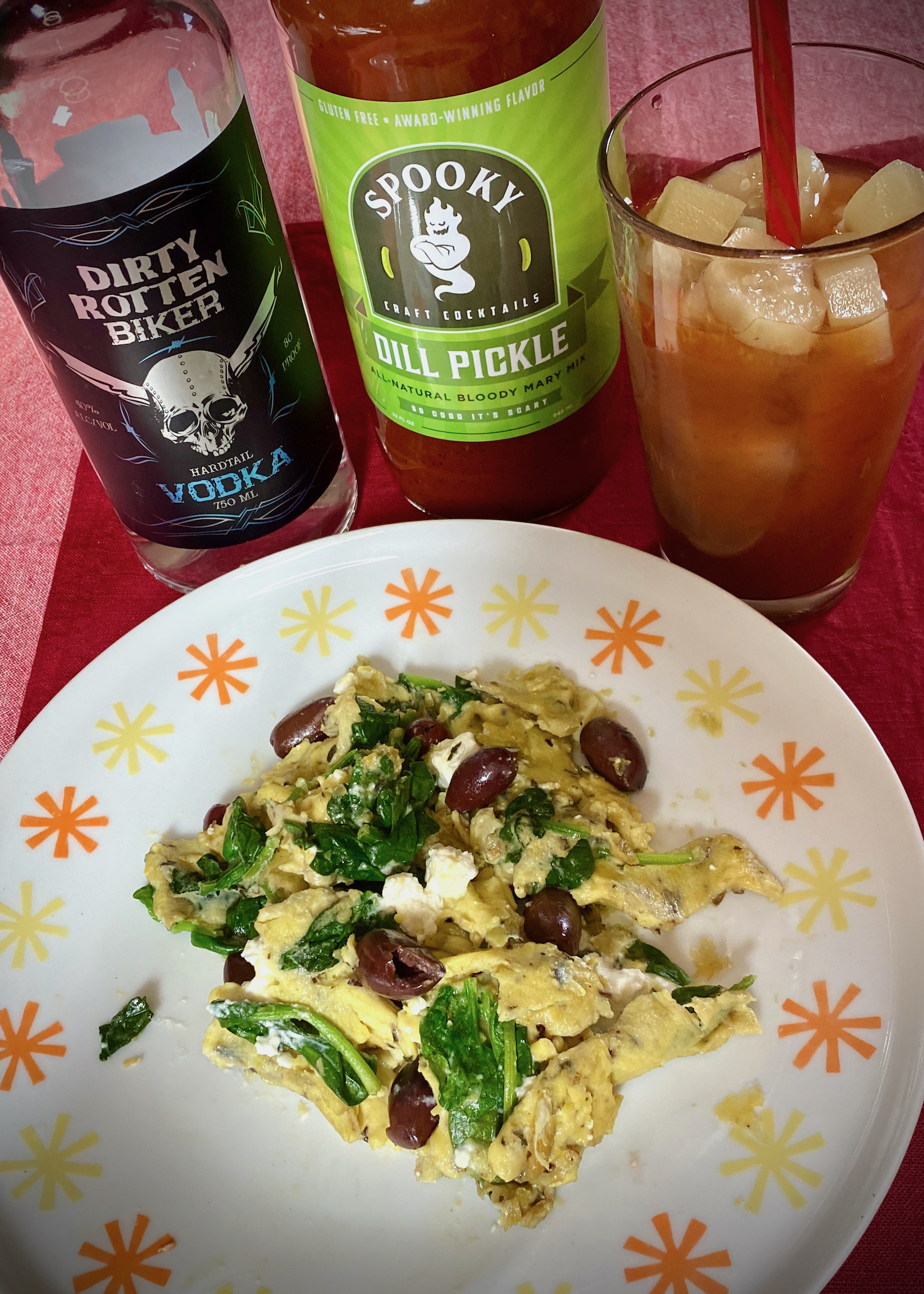 Greek Scramble with Bloody Mary Bytes Bits 'n Booze