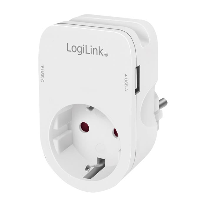 Πρίζα Ασφαλείας LogiLink PA0259, με 1 Θύρα USB & 1 Θύρα USB-C (030752)