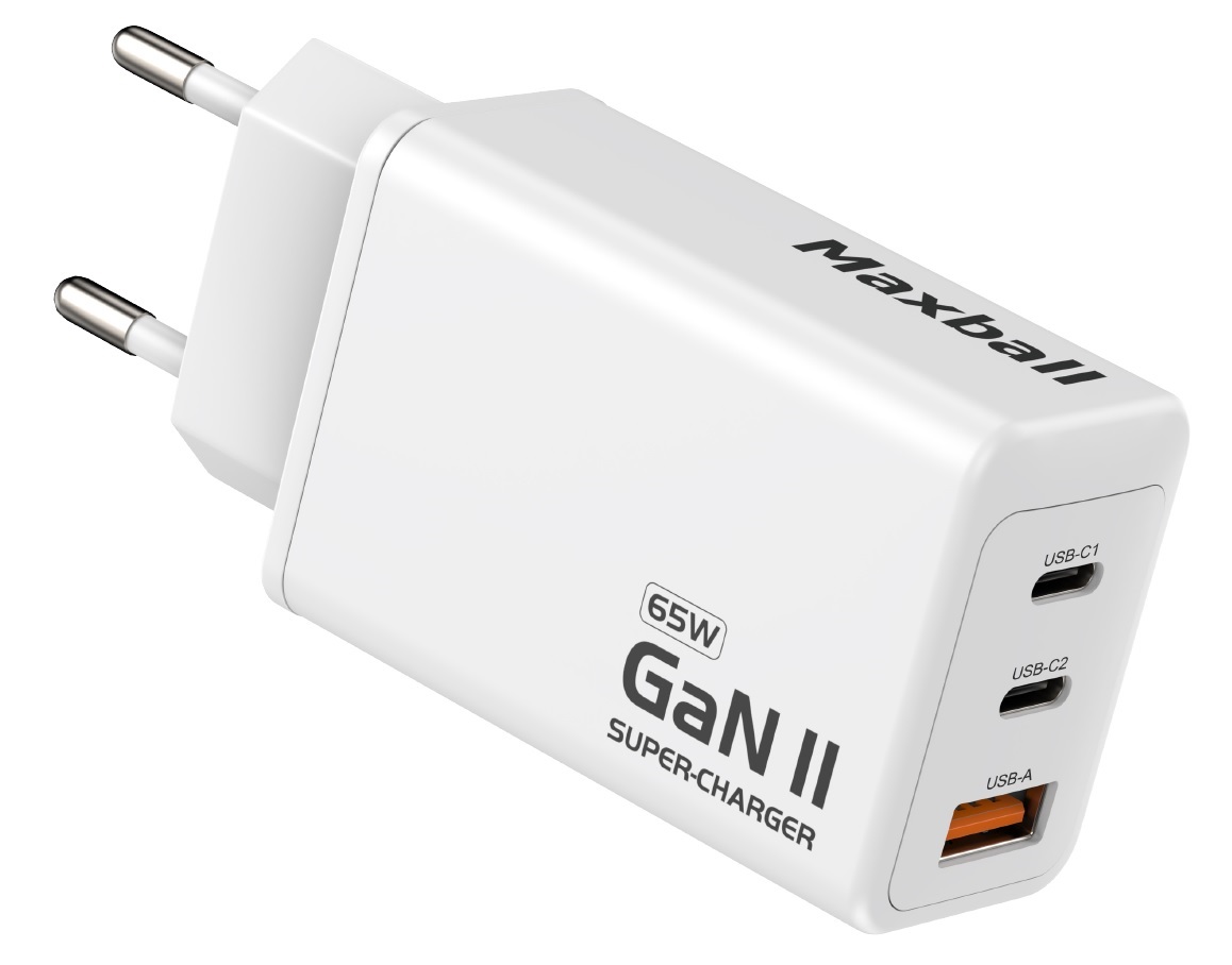 MAXBALL Charger T826 GaN II 3-Ports USB 65W White (OKT826-PD65W-CCA)