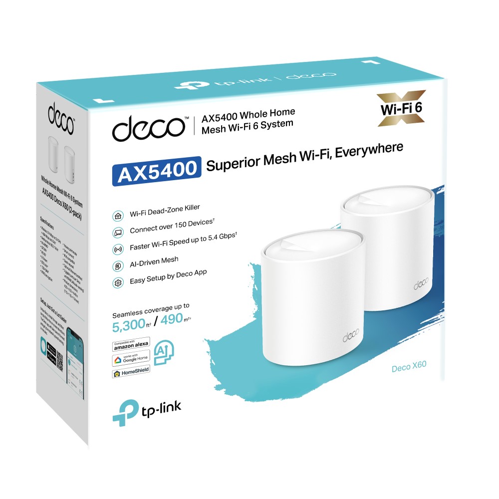 Mesh WiFi 6 System AX5400 Whole Home   (2-PACK) (Deco X60(2-pack))