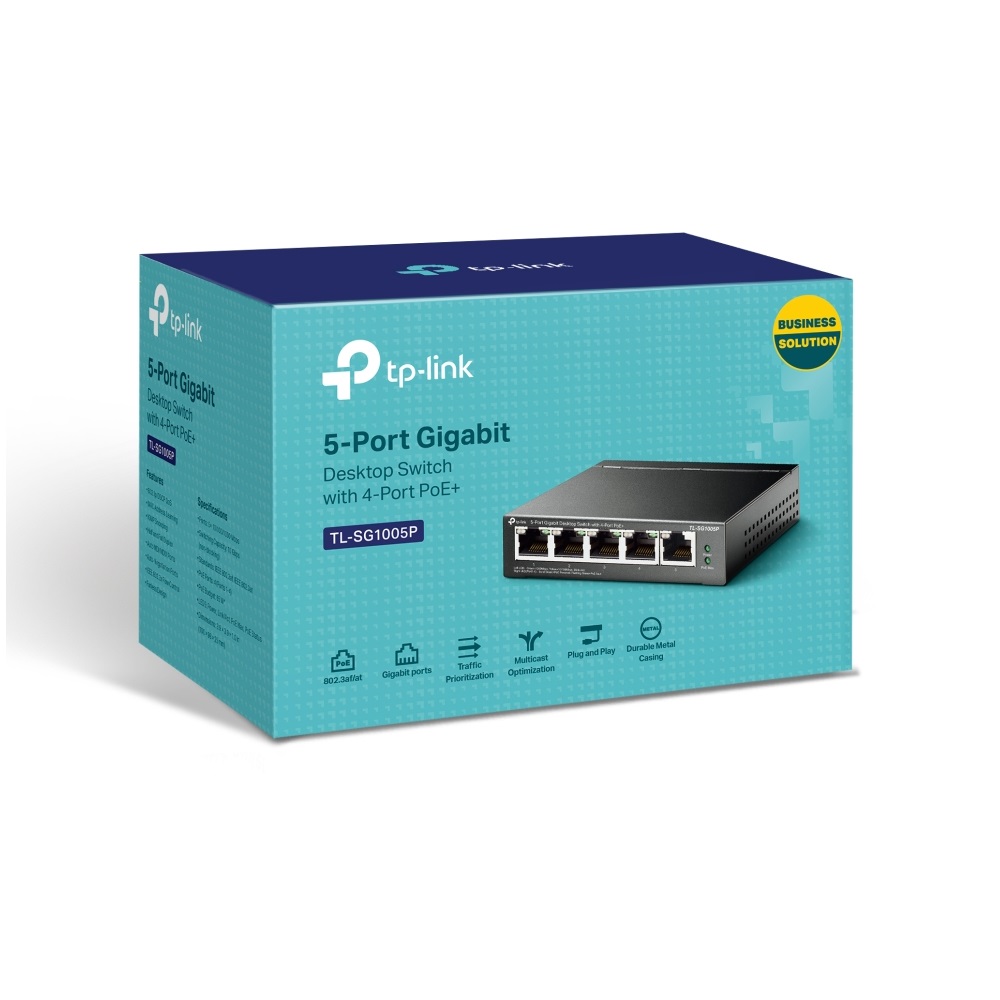 SWITCH 5 Port 1Gigabit   with 4-Port PoE+ 64W   Desktop  Case (TL-SG1005P)