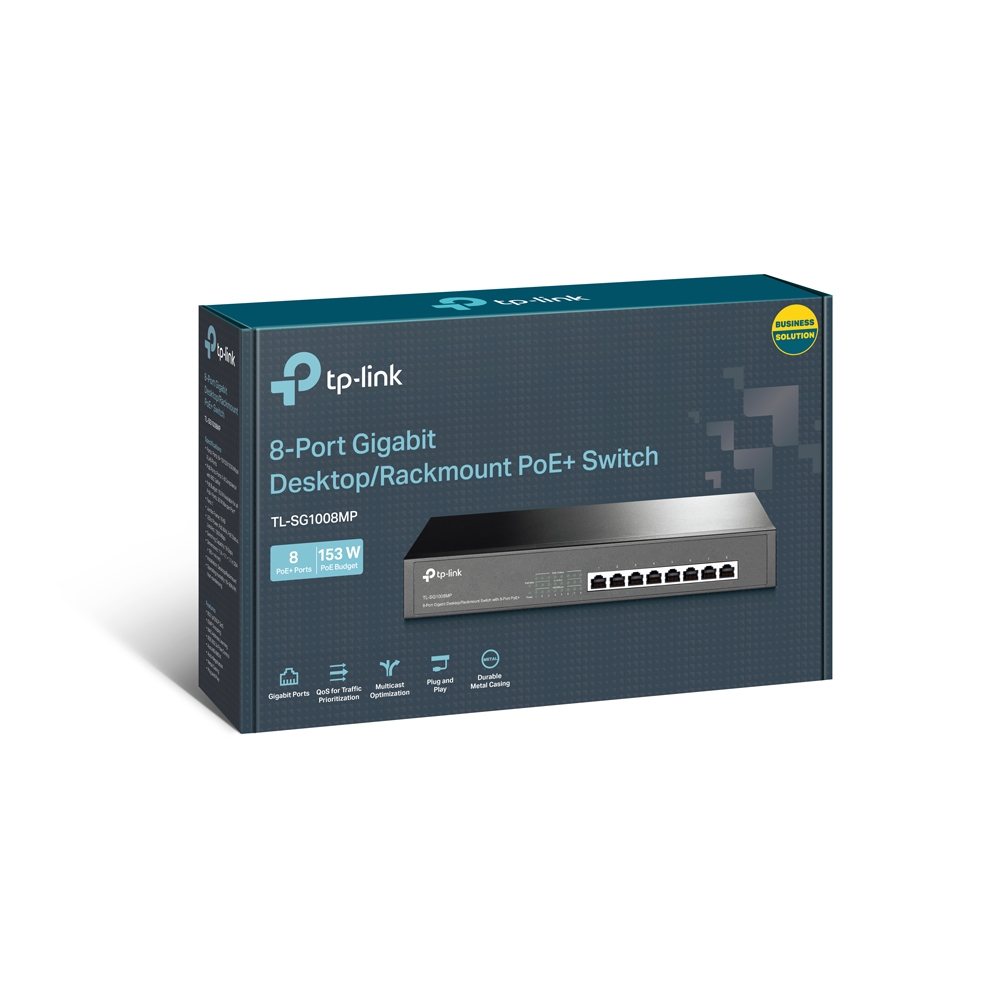 SWITCH 8 Port 1Gigabit   with 8-Port PoE+ 150W Desktop/Rackmount (TL-SG1008MP)
