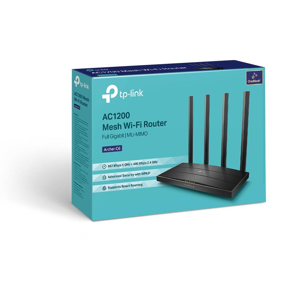 ROUTER AC1200 WIRELESS DUAL BAND 5 Gigabit Ports MU-MIMO (Archer C6)