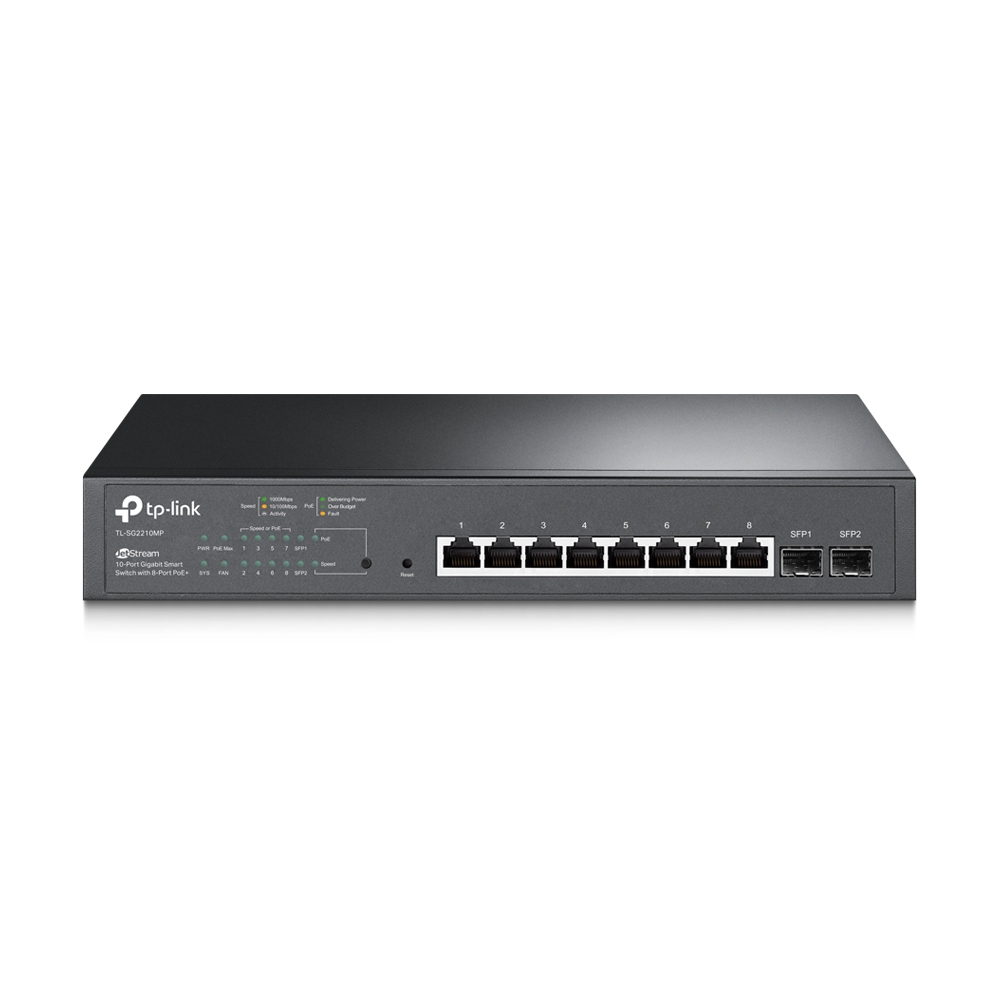 SWITCH 8-Port Gigabit+ 2*Gigabit SFP+ Smart Managed  8Port PoE+  150W PoE Power 13-inch Rack-mountable (SG2210MP)