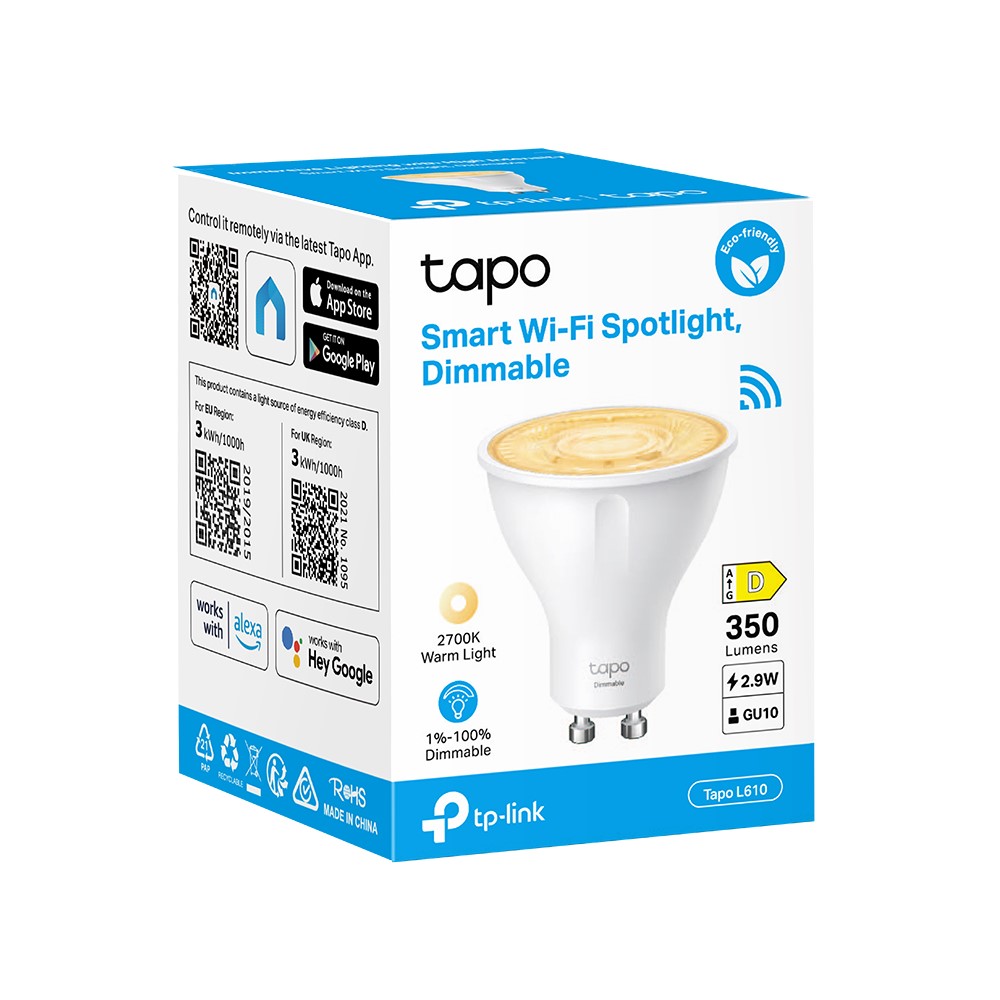 Smart Wi-Fi Spotlight,  Dimmable GU10 Base (Tapo L610)