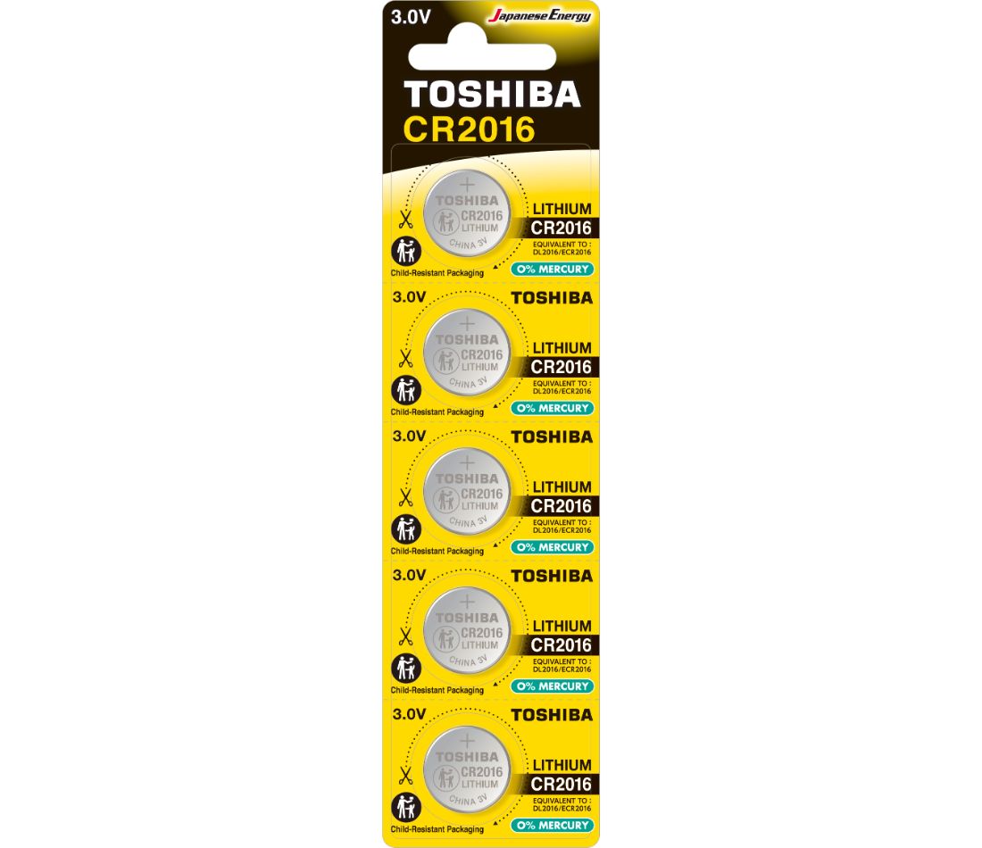 Toshiba CP-5C Μπαταρίες Λιθίου Ρολογιών CR2016 3V 5τμχ (CR2016-PW-BP-5) (TOSCR2016-PW-BP-5)