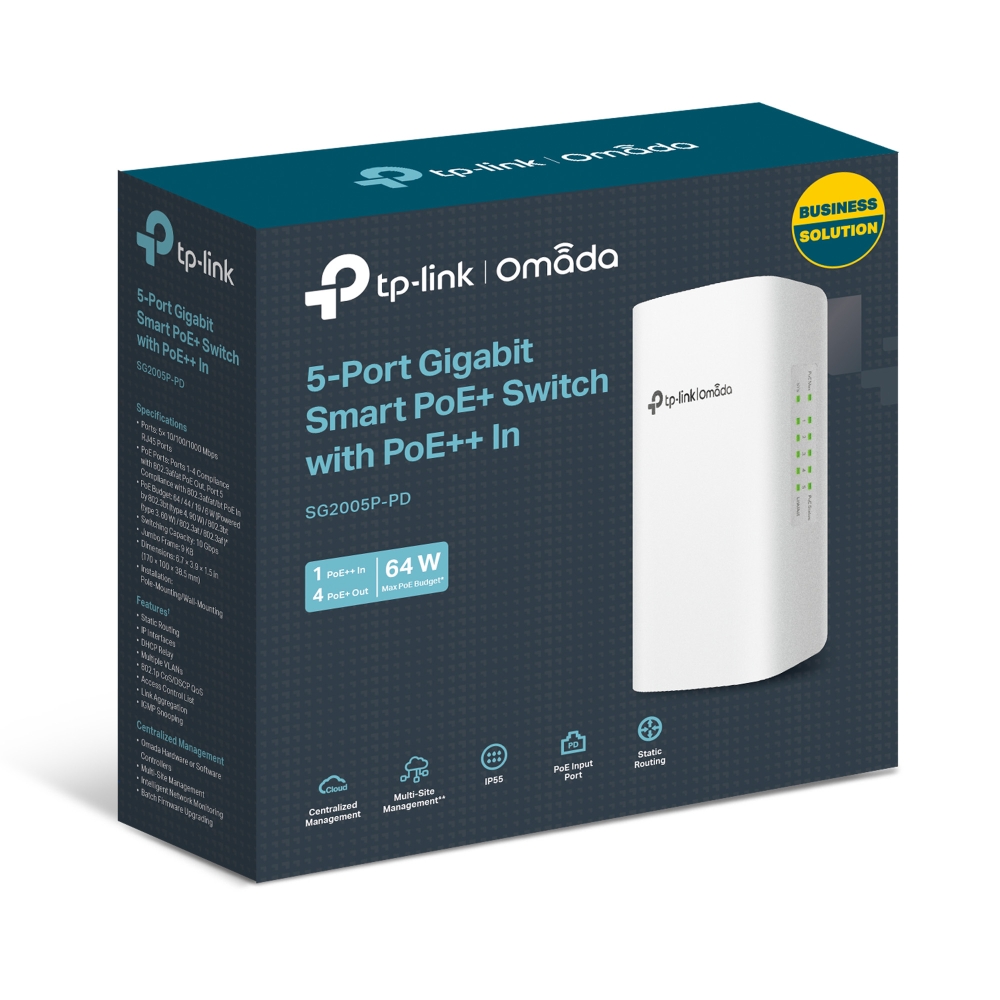 SWITCH 5-Port Gigabit Smart with 1-Port PoE++ in and 4-Port PoE+ out  64W (SG2005P-PD)
