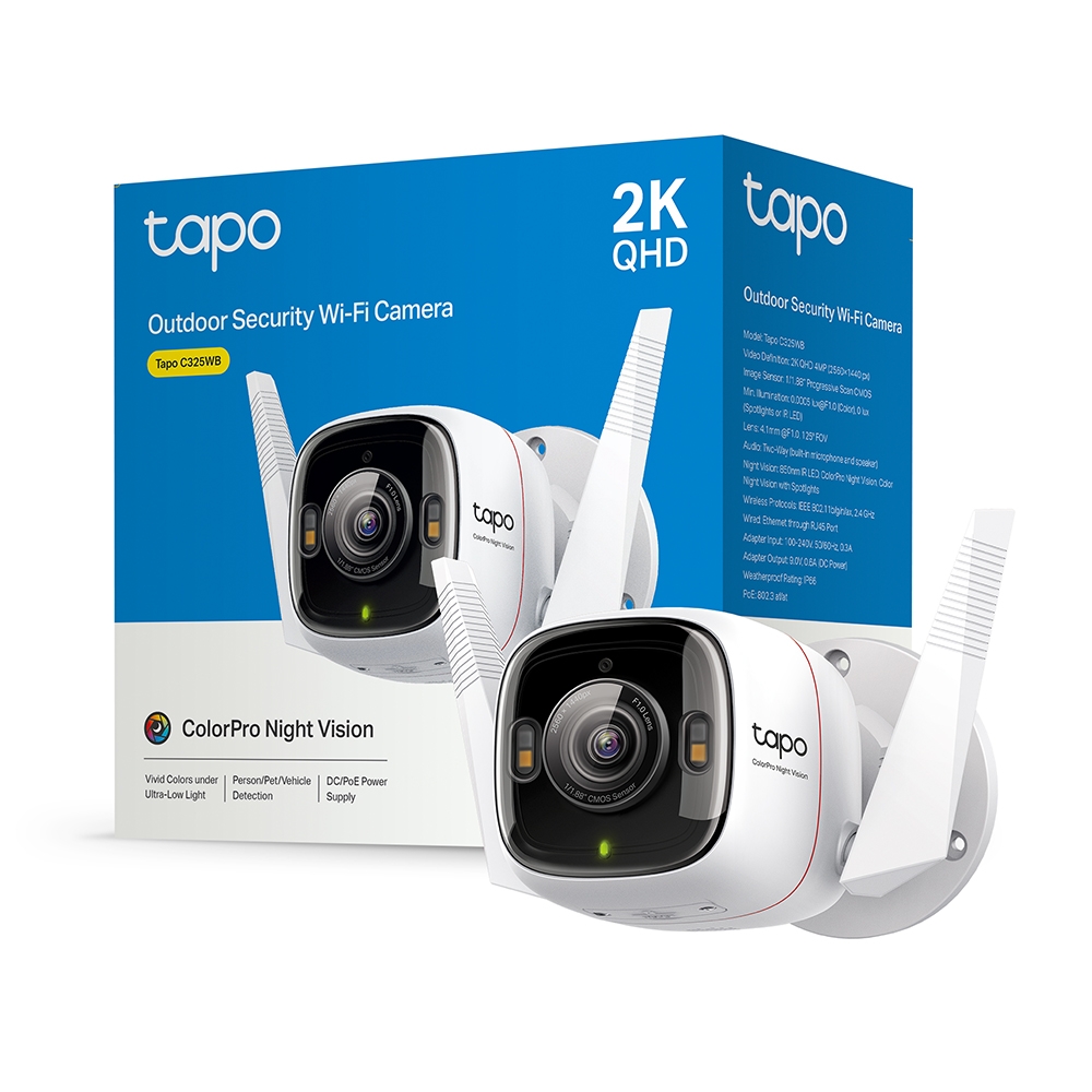 Camera  Outdoor Security Wi-Fi 2K (2560x1440) 1 x Ethernet Port (ColorPro Night Vision) (Tapo C325WB)