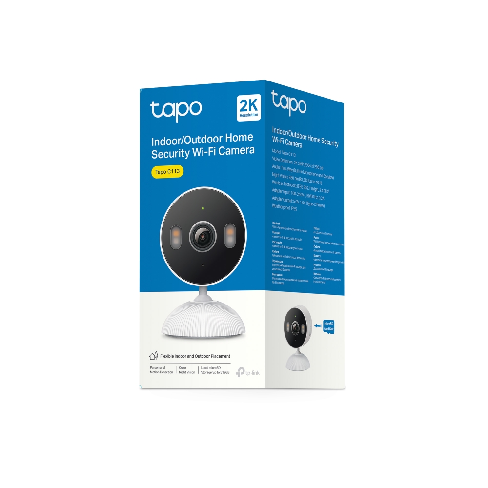 Camera AI Home Security WiFi 2K 3MP  (2304 x 1296) Indoor/Outdoor (Tapo C113)