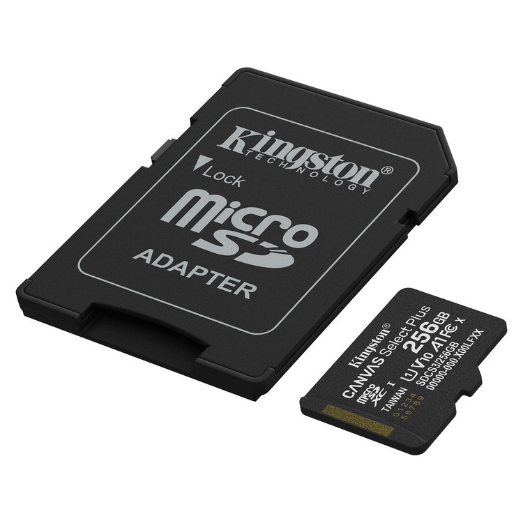 KINGSTON Memory Card MicroSD Canvas Select Plus SDCS3/256GB, Class 10, SD Adapter (SDCS3/256GB)