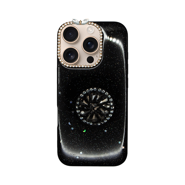 Vivid Glitter Stars Case with Holder Apple iPhone 16 Pro Black (CS-FSHN-3-2409002)