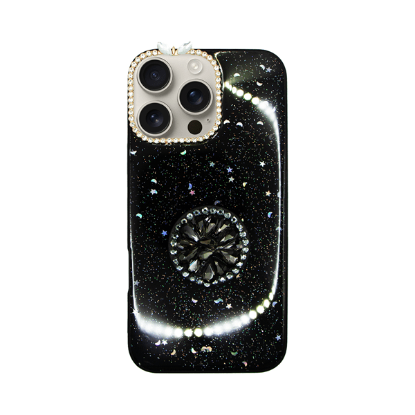 Vivid Glitter Stars Case with Holder Apple iPhone 16 Pro Max Black (CS-FSHN-3-2409003)