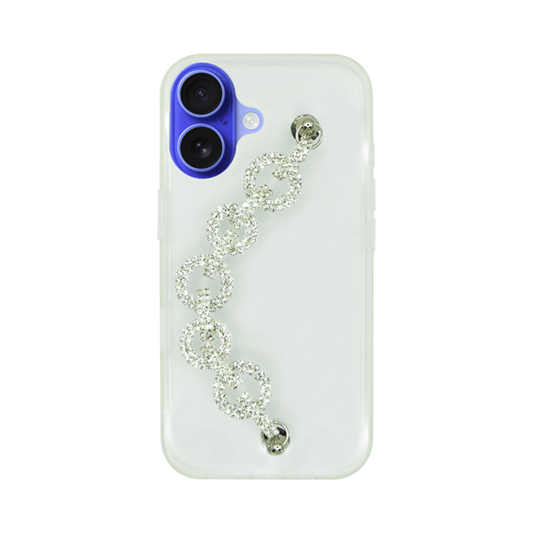 Vivid Clear Case with Rhinestone Glitter Chain Apple iPhone 16 (CS-HLD-1-2409001)