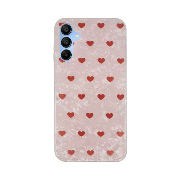 Vivid Heart Glitter Case Samsung Galaxy A15 4G/5G Clear/Red (CS-OFFC Case 5-2403002)