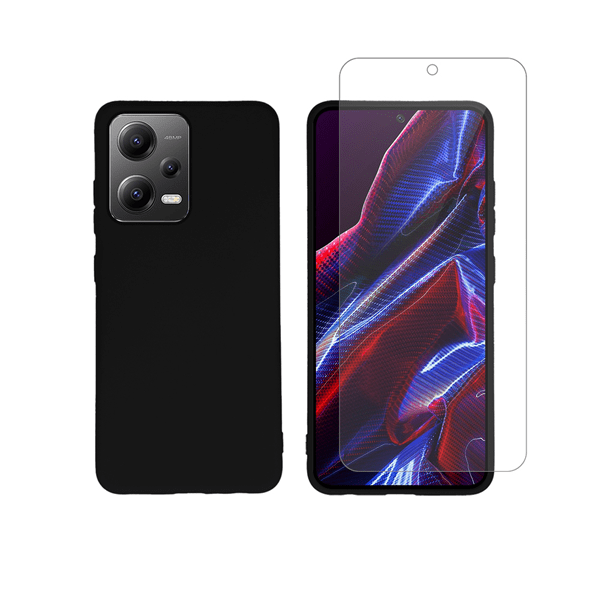 Vivid Set Silicone Matte Case + Tempered Glass Poco X5/Note 12 5G Black (VIMAT285BKGLASSTN)