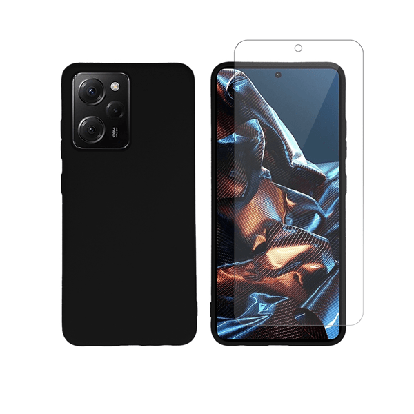 Vivid Set Silicone Matte Case + Tempered Glass Poco X5 Pro/Note 12 Pro 5G Black (VIMAT286BKGLASSTN)