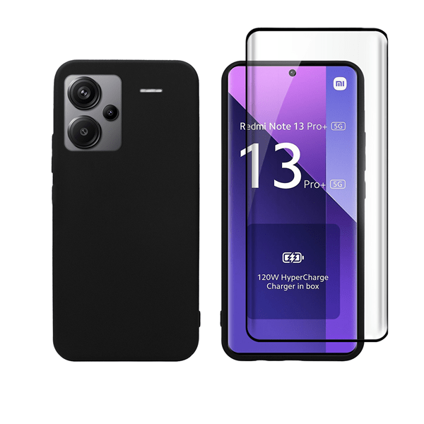 Vivid Set Matte Case Black + 3D Curved Tempered Glass Redmi Note 13 Pro+ 5G Black (VIMAT353GLASS3DBK)