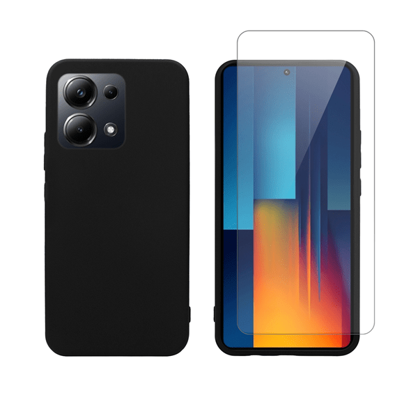 Vivid Set Matte Case Black + Tempered Glass Poco M6 Pro/Note 13 Pro 4G (VIMAT359BKGLASSTN)