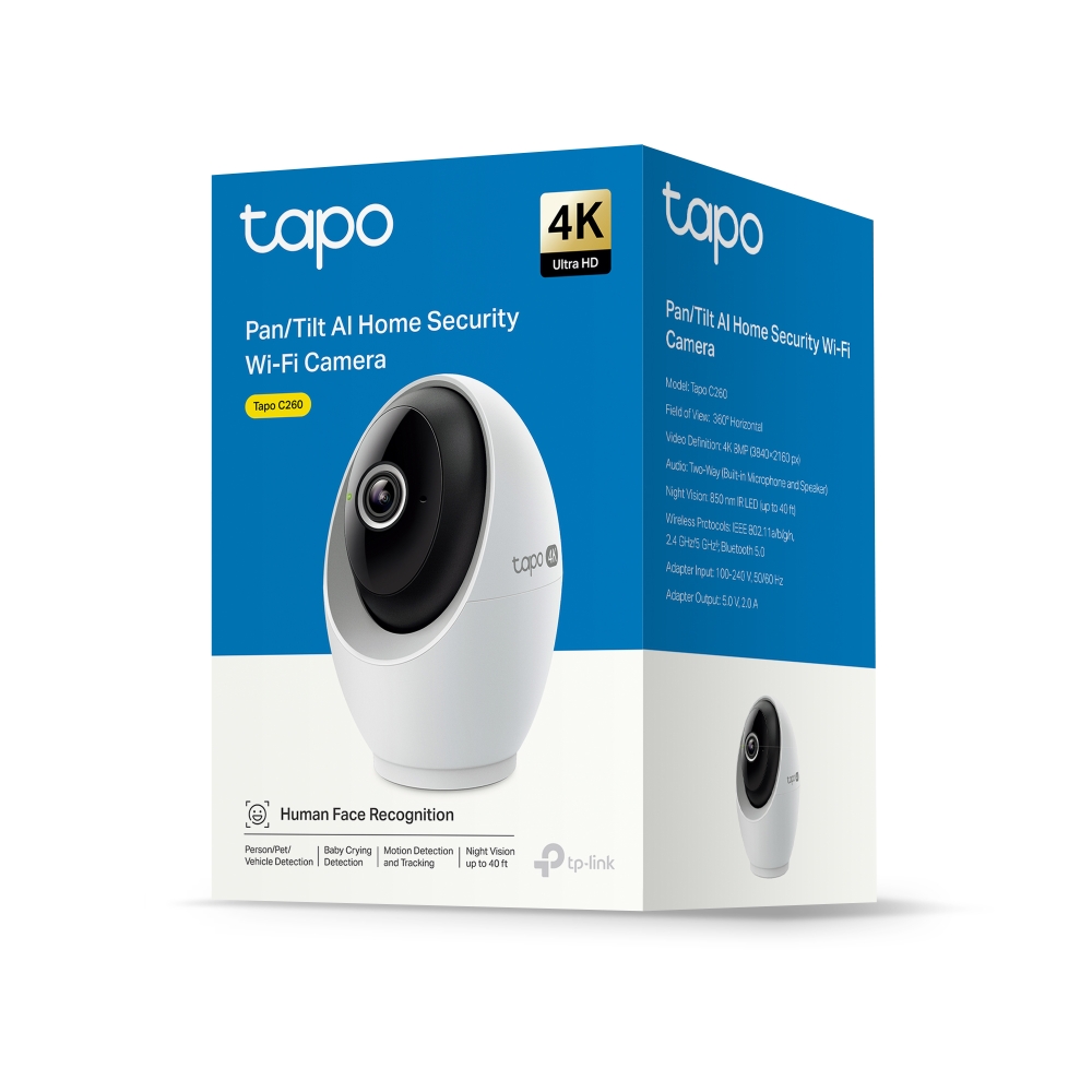 Camera Pan/Tilt Home Security Wi-Fi 4K 8MP (3840X2160) (Tapo C260)