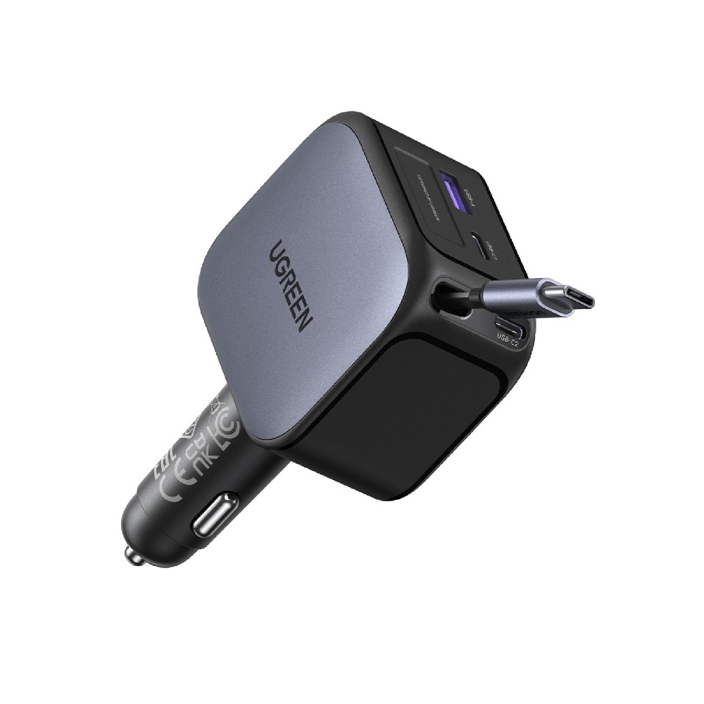 Φορτιστής Αυτοκινήτου 145W UGREEN EC604 55910B 3 Θέσεων,με καλώδιο USB-C 60W Γκρί (340618)