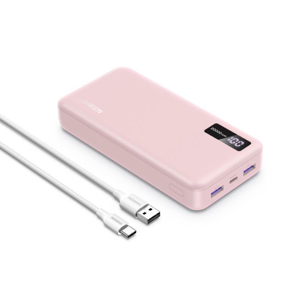Power Bank 20000mAh PD 20W UGREEN PB312 65589B 3 Θέσεων Ροζ (340623)