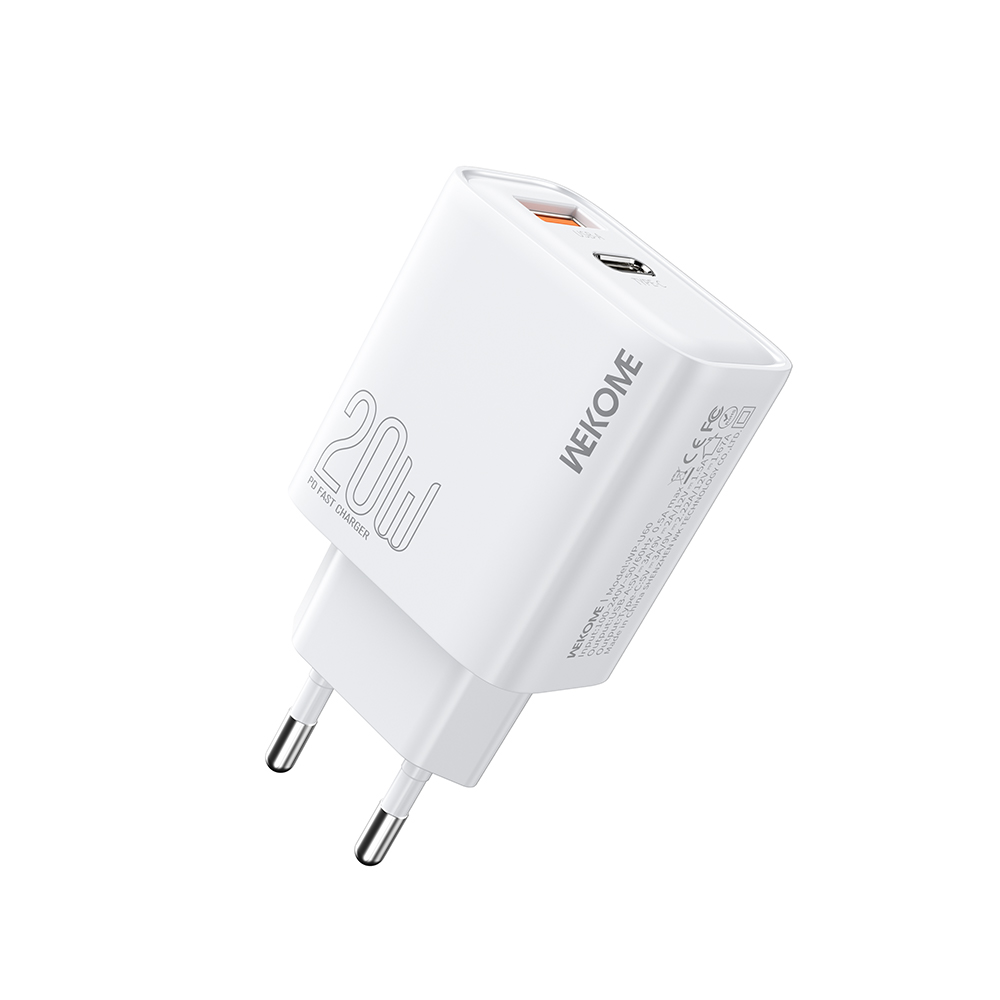 Φορτιστής Σπιτιού PD 20W WK WP-U60 2 Θέσεων Λευκό (250938)