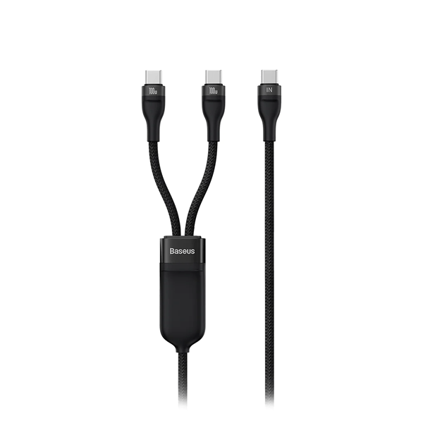 Baseus Flash Series II 1 to 2 Fast Charging Cable Type-C to C+C 100W 1.5m Black (CASS060001)