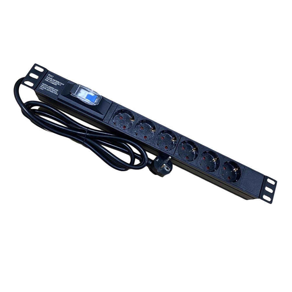 Πολύπριζο 6 Θέσεων 1U Power On PDU-CB-6 με Διακόπτη Κυκλώματος (050225)