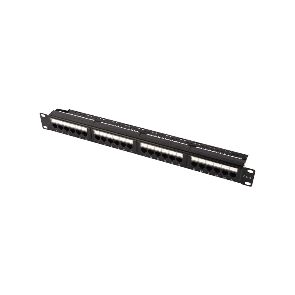 Patch Panel CAT6 24 Θέσεων 1U Power On PP-C6-U24 UTP με Βάση Στήριξης (050244)