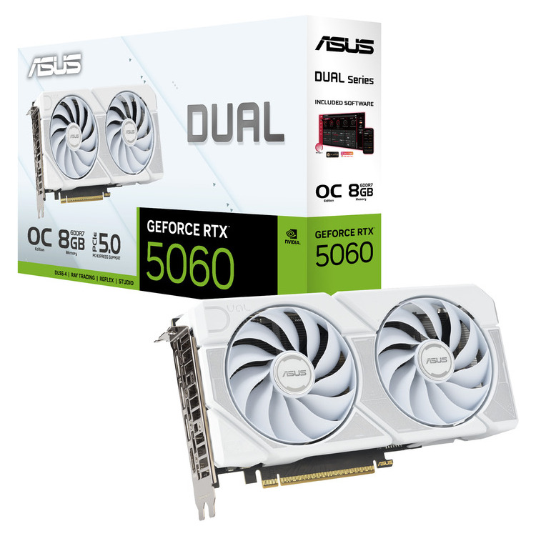 ASUS VGA DUAL-RTX5060-O8G-WHITE, 8GB, GDDR7 (90YV0N15-M0NA00)