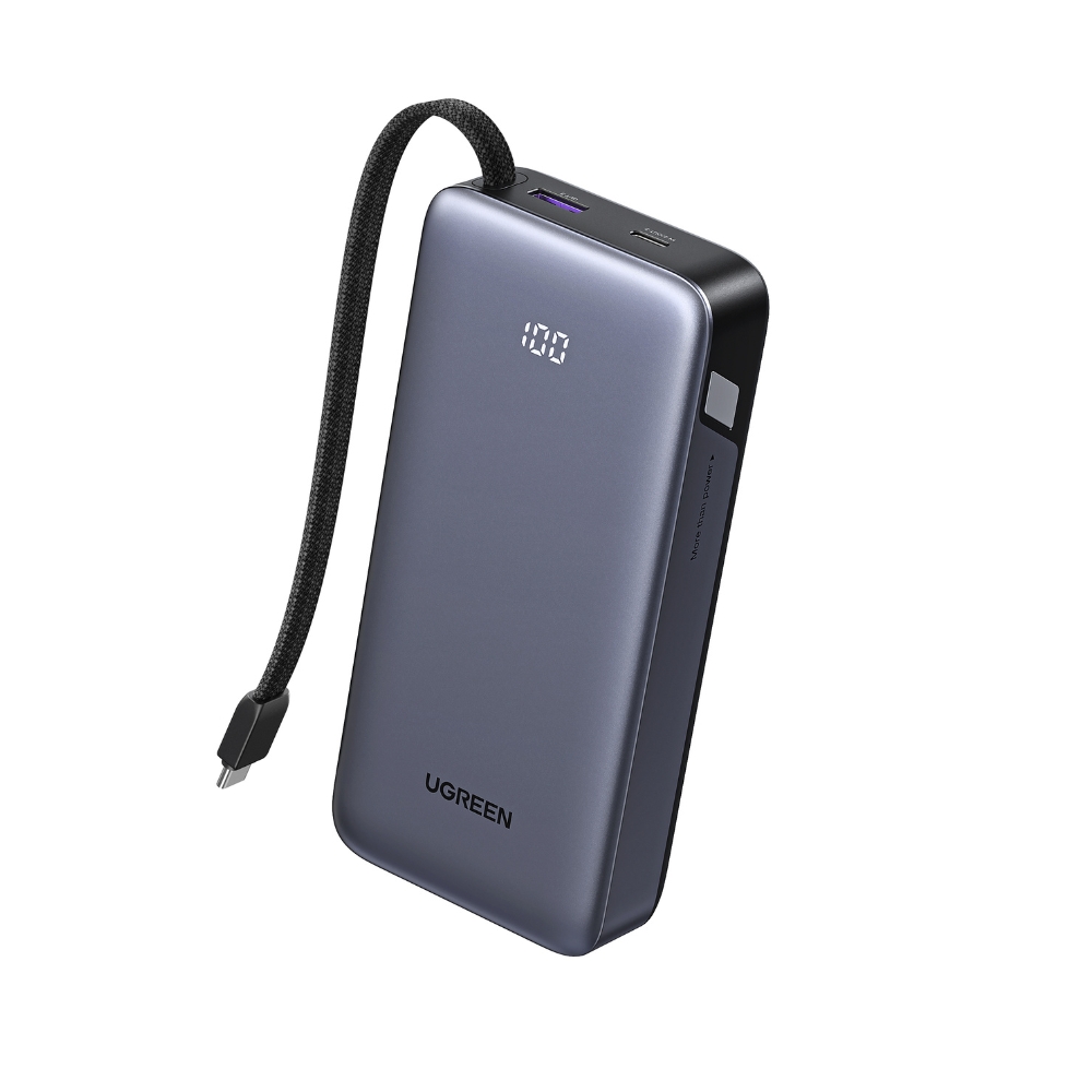 Power Bank 20000mAh PD 45W UGREEN PB536 55988B 2 Θέσεων, με καλώδιο USB-C Γκρι (340626)