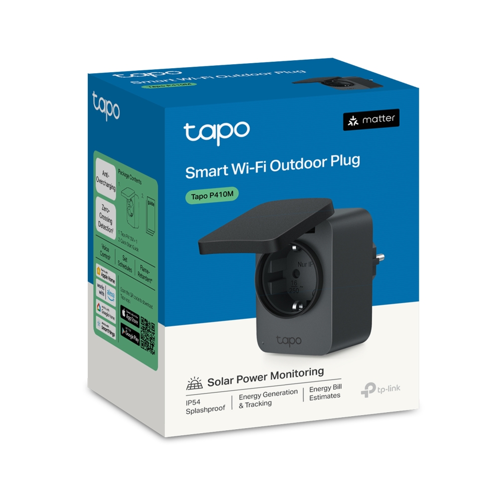 Mini Smart Wi-Fi Socket Outdoor , Energy Monitoring, Matter Certified (TAPO P410M)