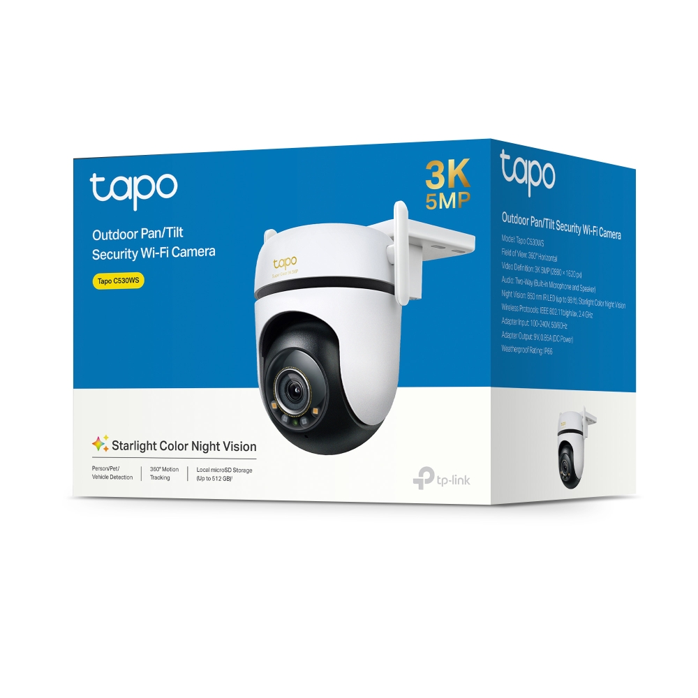Camera  Pan/Tilt Outdoor Security Wi-Fi 3K 5MP  1 x Ethernet Port (Tapo C530WS)
