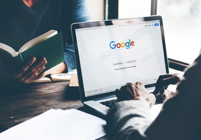 Laptop with google search open