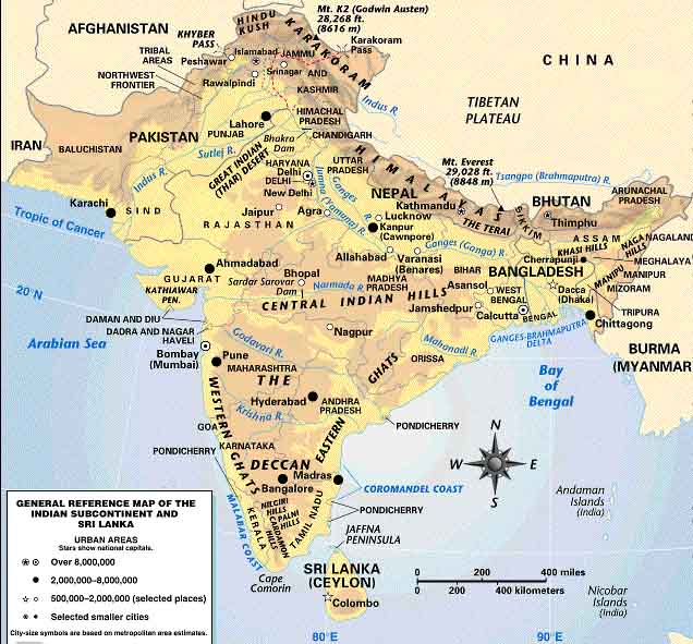 Maps Of The Indian Sub Continent Political Country And Physical.