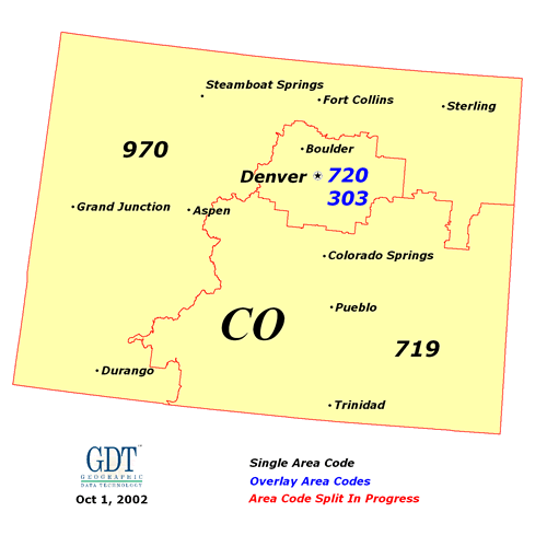 Colorado Area Codes For Cell Phones Colorado Area Codes Map 