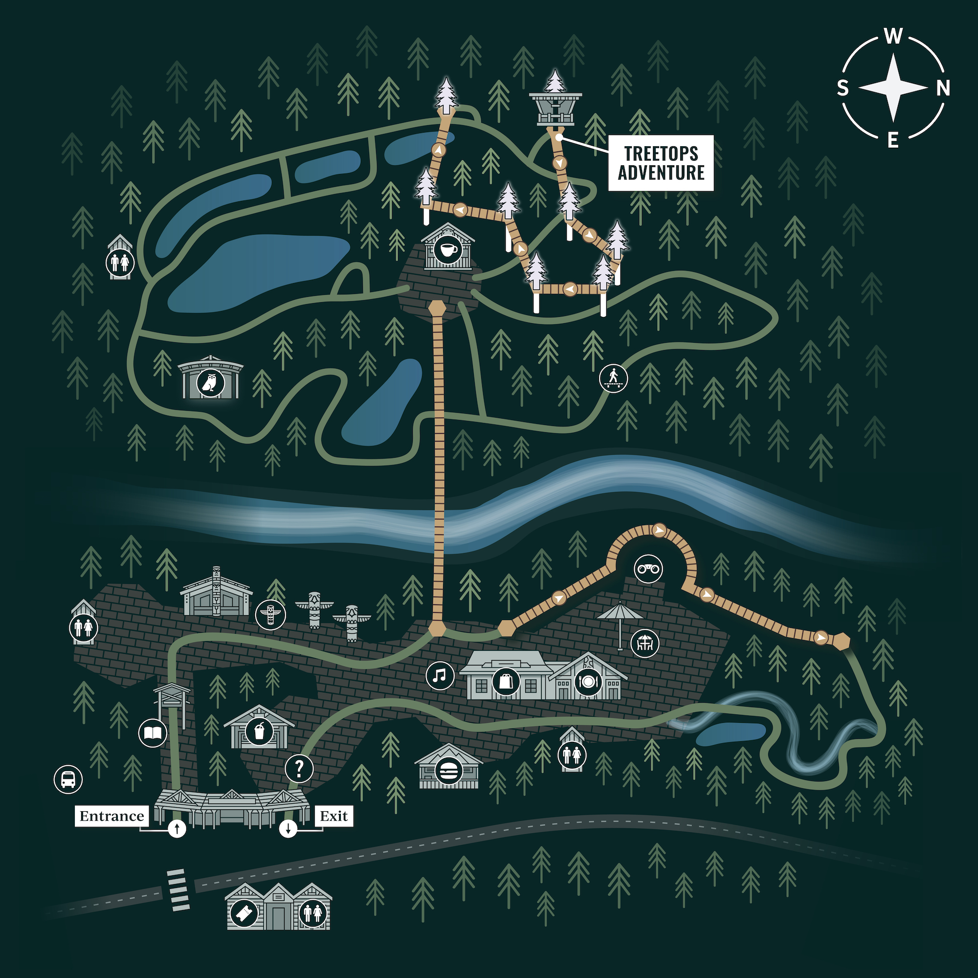 Treetops Adventure Capilano Suspension Bridge Park Treetops Map 01 