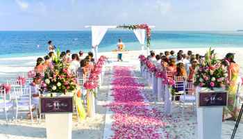 beach wedding ceremony during daytime