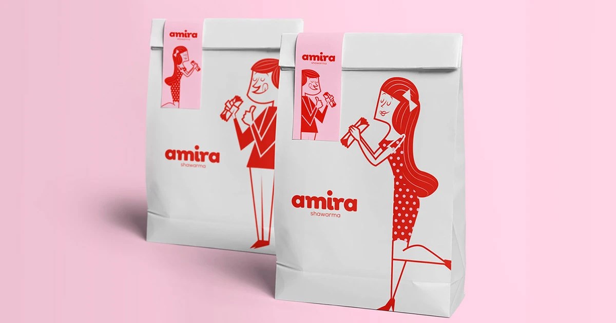 Amira Shawarma packaging design
