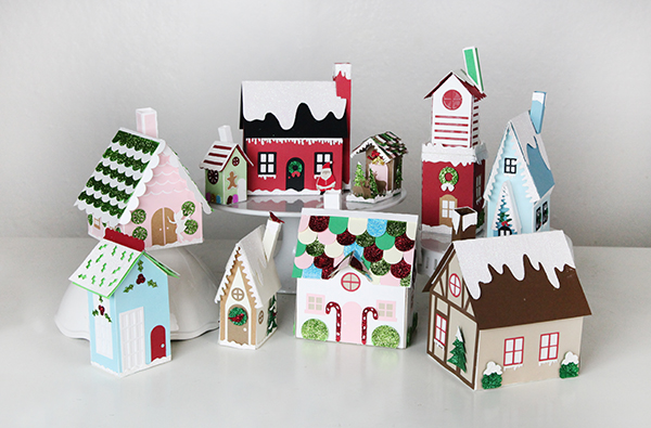 3d house chipboard village farmhouse (svg, silhouette) finished size: Santa S Glitter Village Svg Tutorial For Silhouette