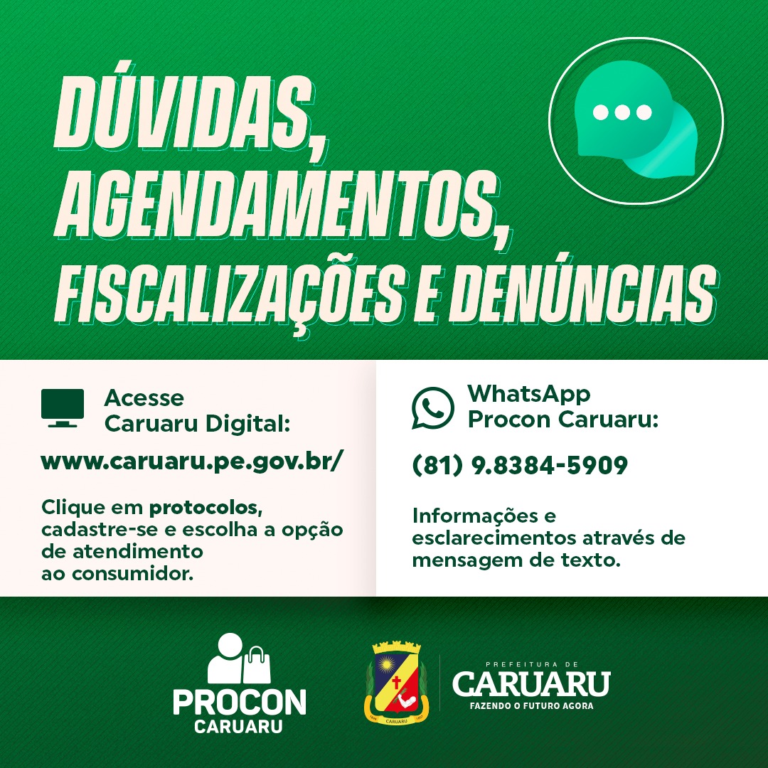 Procon Caruaru reforça o uso de canais  digitais para atendimento no órgão