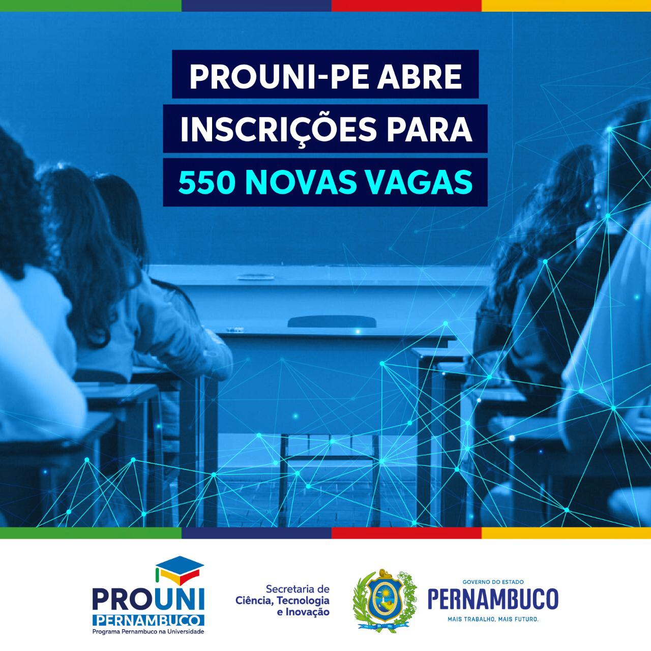 Prouni-Pe abre inscrições para 550 novas vagas