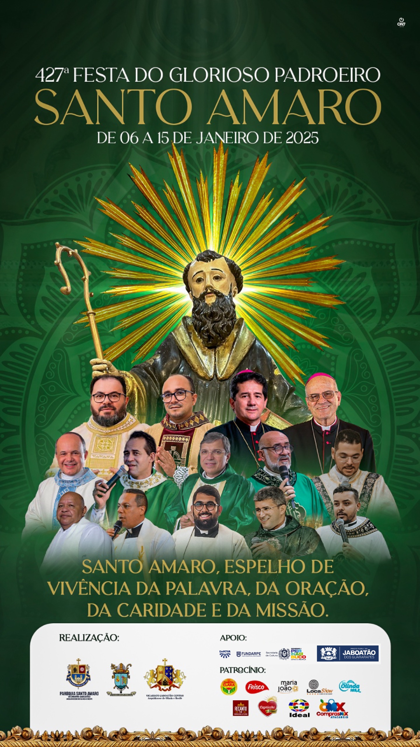 Programação da 427ª Festa de Santo Amaro inicia nesta segunda-feira (6), em Jaboatão