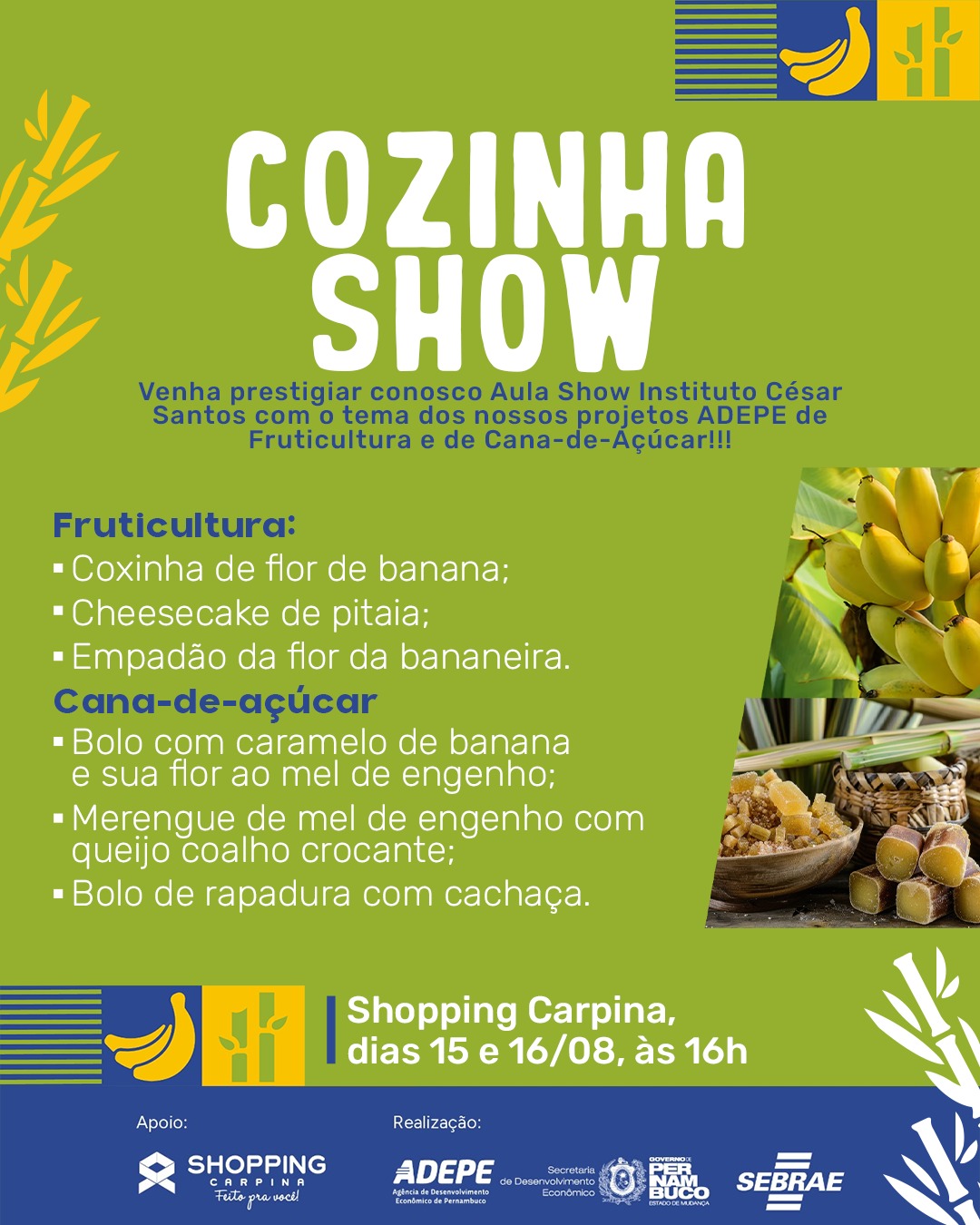 Cozinha Show agita o Shopping Carpina com receitas criativas e sabores regionais