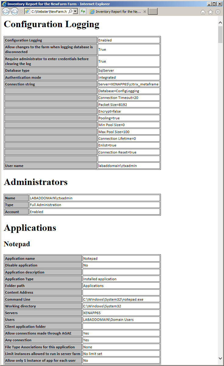 HTML Output